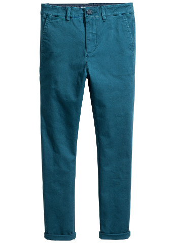 Темно-бирюзовые кэжуал демисезонные брюки H&M