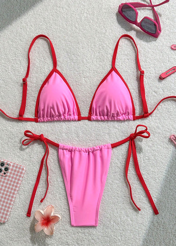 Рожевий літній купальник двосторонній (ліф, трусики) роздільний, бікіні SHEIN
