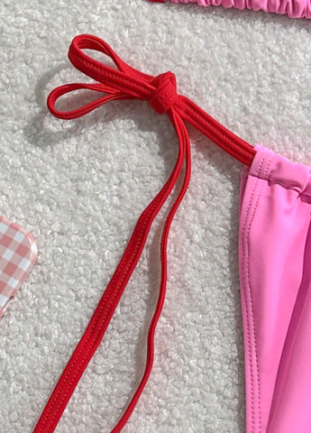 Рожевий літній купальник двосторонній (ліф, трусики) роздільний, бікіні SHEIN