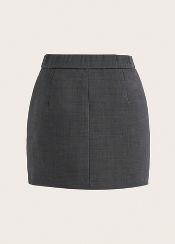 Темно-серая кэжуал меланж юбка SHEIN карандаш