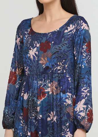 Темно-синее кэжуал платье клеш B.C. Best Connections с цветочным принтом