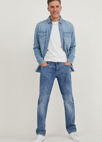 Синие демисезонные прямые джинсы C&A