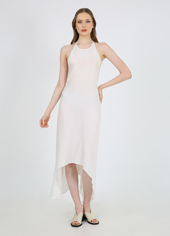 Белое кэжуал платье с открытой спиной Casalini однотонное