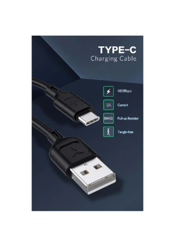 Дата кабель (T-C829 Black) T-PHOX USB 2.0 AM to Type-C 1.2m Fast T-C829 Black (239382931)
