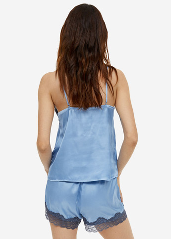 Светло-синяя всесезон пижама (топ, шорты) топ + шорты H&M