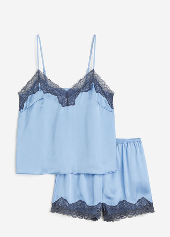 Светло-синяя всесезон пижама (топ, шорты) топ + шорты H&M