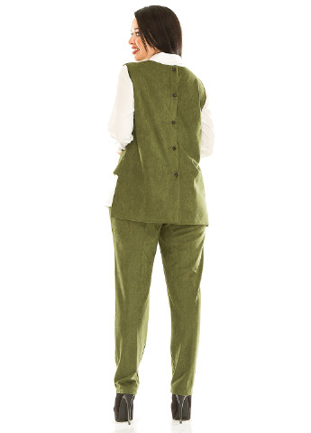 Костюм (блуза, жилет, брюки) Primyana брючный однотонный хаки кэжуал