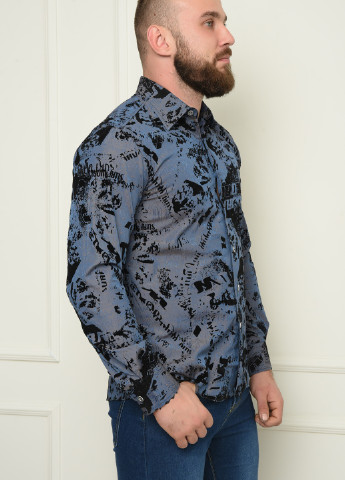 Синяя кэжуал рубашка с абстрактным узором Let's Shop