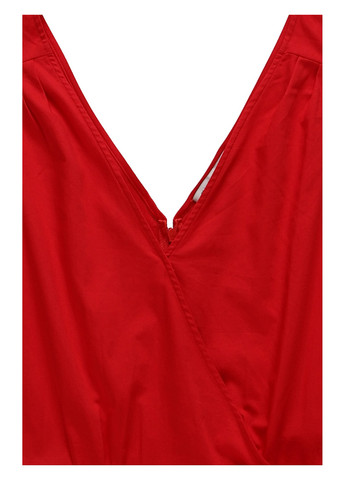 Красная блуза на запах, с баской Mint & Berry