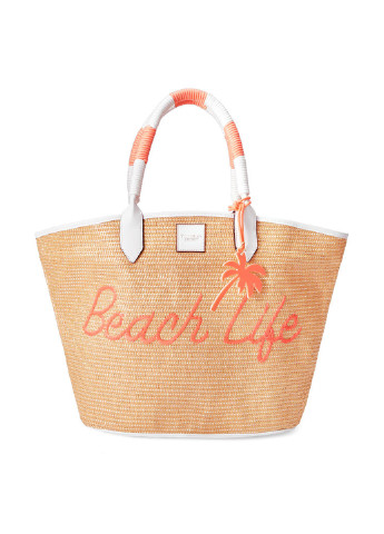 Сумка Victoria's Secret сумка-корзина напис бежева пляжна