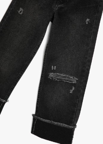 Джинси KOTON прямі однотонні чорні джинсові бавовна
