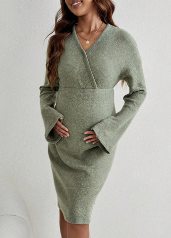 Сіро-зелена кежуал сукня для вагітних в стилі армпір SHEIN меланжева