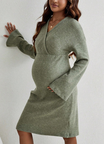 Сіро-зелена кежуал сукня для вагітних в стилі армпір SHEIN меланжева