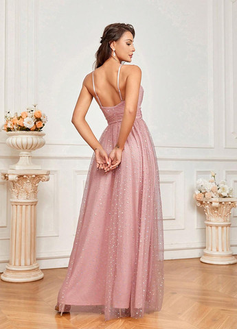 Светло-розовое праздничный платье а-силуэт SHEIN однотонное