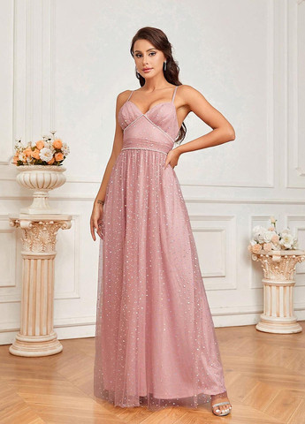 Светло-розовое праздничный платье а-силуэт SHEIN однотонное