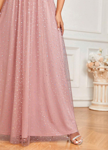 Светло-розовое праздничный платье а-силуэт SHEIN однотонное