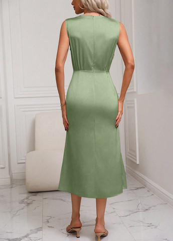 Світло-зелена вечірня, кежуал сукня SHEIN однотонна