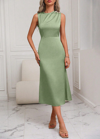Світло-зелена вечірня, кежуал сукня SHEIN однотонна
