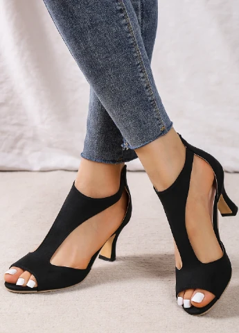 SHEIN Туфлі т-страп чорний з штучна замша, китай — літо (332110953)
