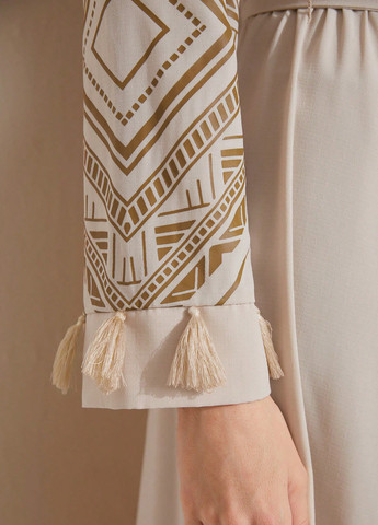 Бежева святковий, кежуал сукня кльош SHEIN з геометричним візерунком