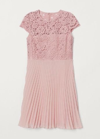 Светло-розовое кэжуал платье клеш H&M однотонное