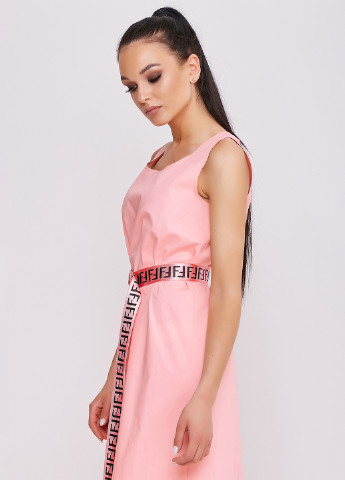 Светло-розовое кэжуал платье а-силуэт ST-Seventeen однотонное