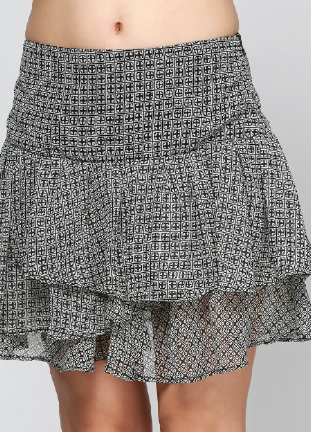 Черно-белая кэжуал с геометрическим узором юбка Mango клешированная
