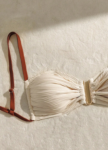 Светло-бежевый демисезонный купальник (лиф, трусики) балконет, раздельный SHEIN