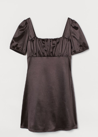 Черное платье атласное H&M однотонное