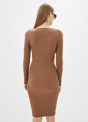 Светло-коричневое кэжуал платье платье-свитер, футляр Sewel однотонное