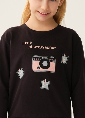 DAGI світшот малюнок чорний кежуал бавовна