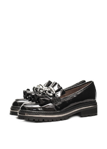 Черные женские кэжуал туфли с металлическими вставками без каблука - фото
