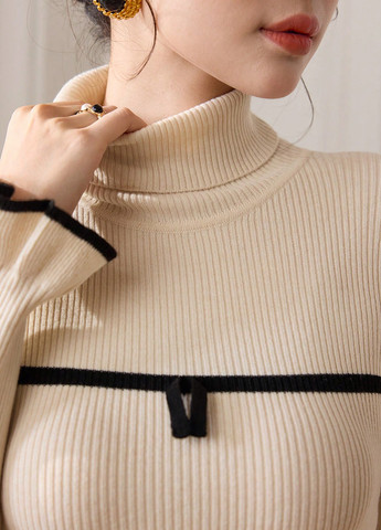 Бежевое кэжуал платье платье-свитер, футляр SHEIN однотонное