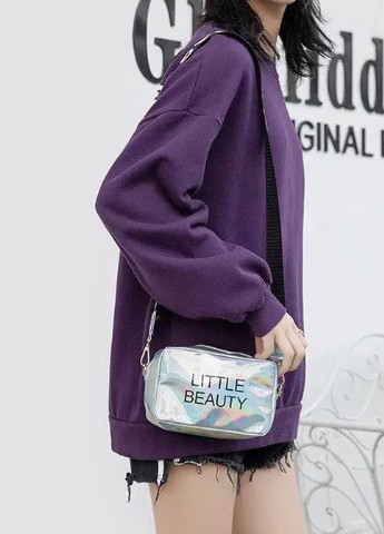 Жіноча голографічна сумка через плече дитяча сумочка LITTLE BEAUTY сіра біла срібна No Brand (253016837)