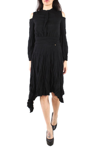 Черное кэжуал платье клеш Made in Italy однотонное