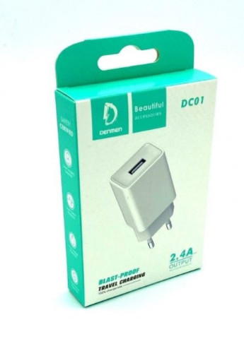 Сетевое зарядное устройство Denmen DC01 USB 2.4A Белый No Brand (255916042)