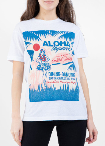 Белая всесезон белая футболка с принтом aloha Dsquared2