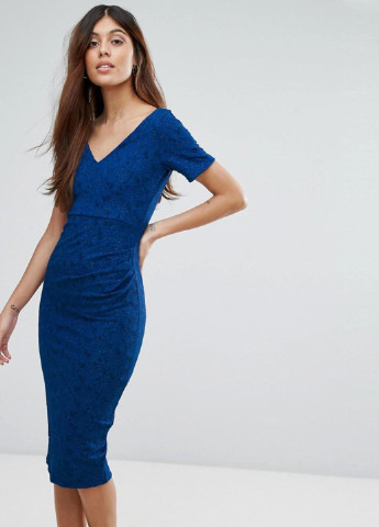 Синя кежуал плаття, сукня футляр Vesper з квітковим принтом