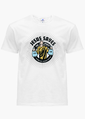 Белая футболка мужская иисус спас вечеринку белый (9223-2006) xxl MobiPrint