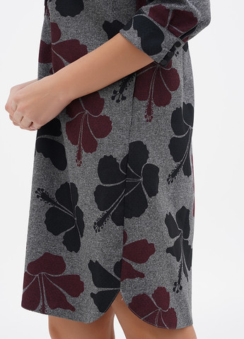 Бордовое кэжуал платье рубашка Sassofono с цветочным принтом