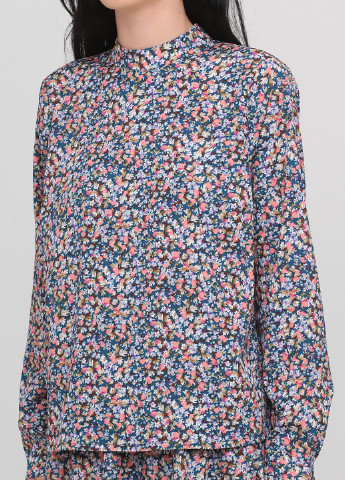 Костюм (блуза, спідниця) Minimum спідничний квітковий темно-синій кежуал поліестер