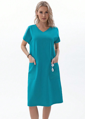 Бірюзова кежуал, ділова сукня а-силует SHEIN однотонна