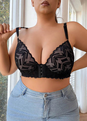 Чорний бралетт бюстгальтер SHEIN з кісточками поліамід