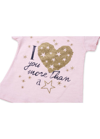 Синий летний костюм десткий с золотым сердцем (8735-92g-pink) Breeze