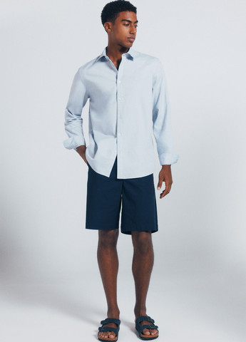 Светло-голубой классическая, кэжуал рубашка однотонная Springfield