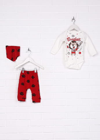 Красный демисезонный комплект (боди, брюки, слюнявчик) zem baby
