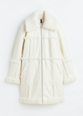 Айвори зимняя куртка подовжена зі штучної шкіри H&M