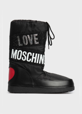Черные луноходы Love Moschino с аппликацией, со стразами