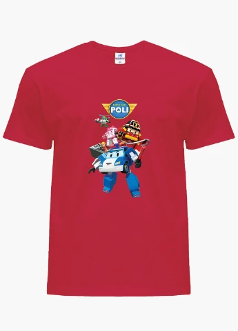 Червона демісезонна футболка дитяча робокар полі (robocar poli) (9224-1619) MobiPrint