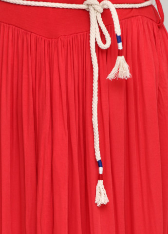 Красная кэжуал однотонная юбка Fashion Moda макси